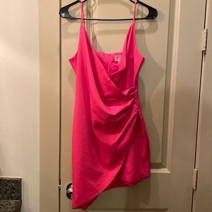 Pink asymmetrical sleeveless party dress